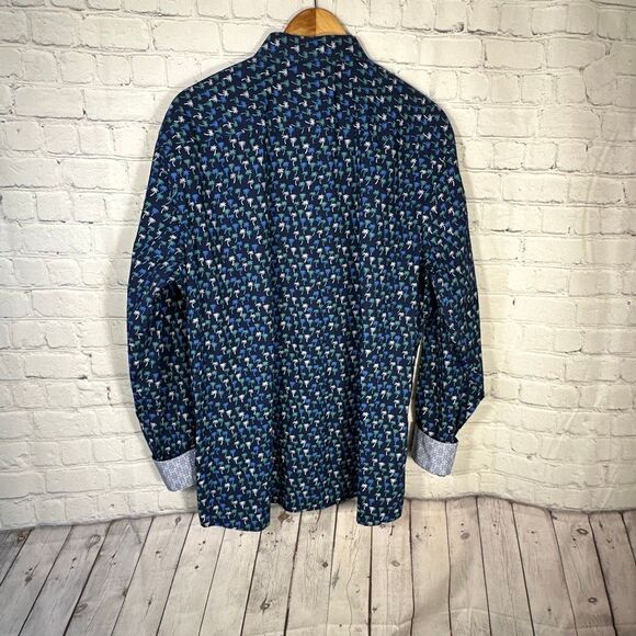Johnston & Murphy Shirt Mens XL All Over Print AOP Palm Tree Button Down - Picture 4 of 7